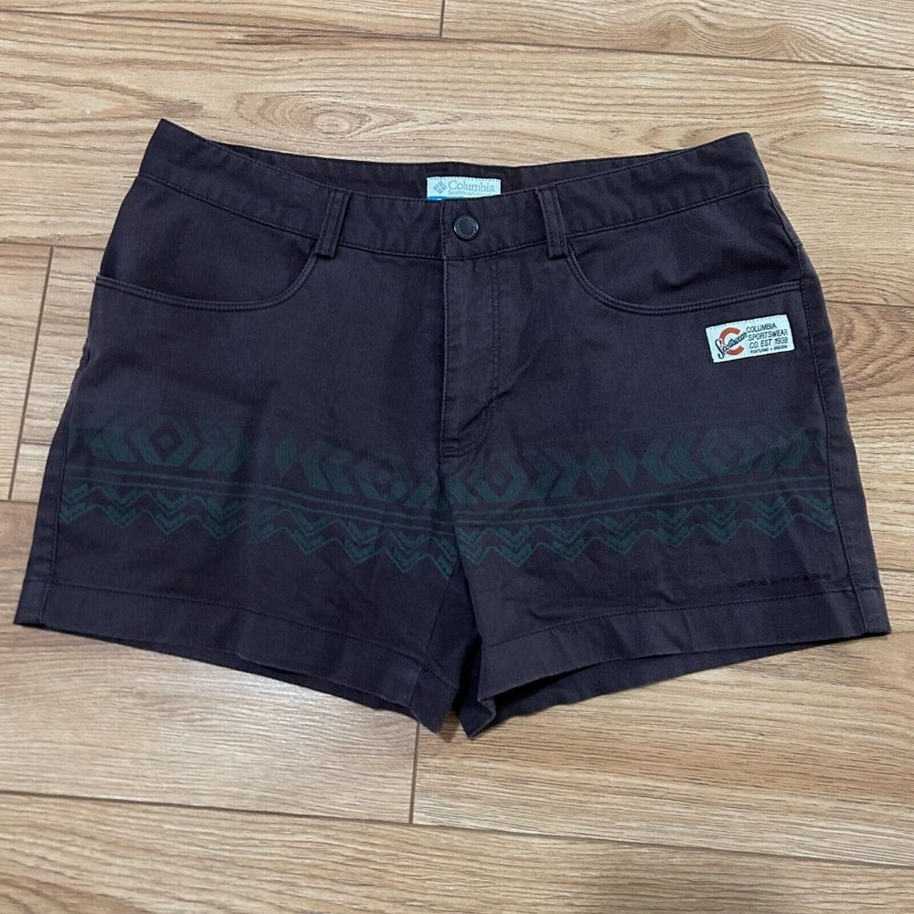 🤎 Vintage Columbia Aztek Shorts Women's 28 Brown/Maroo Hiking Omni-Shade EUC